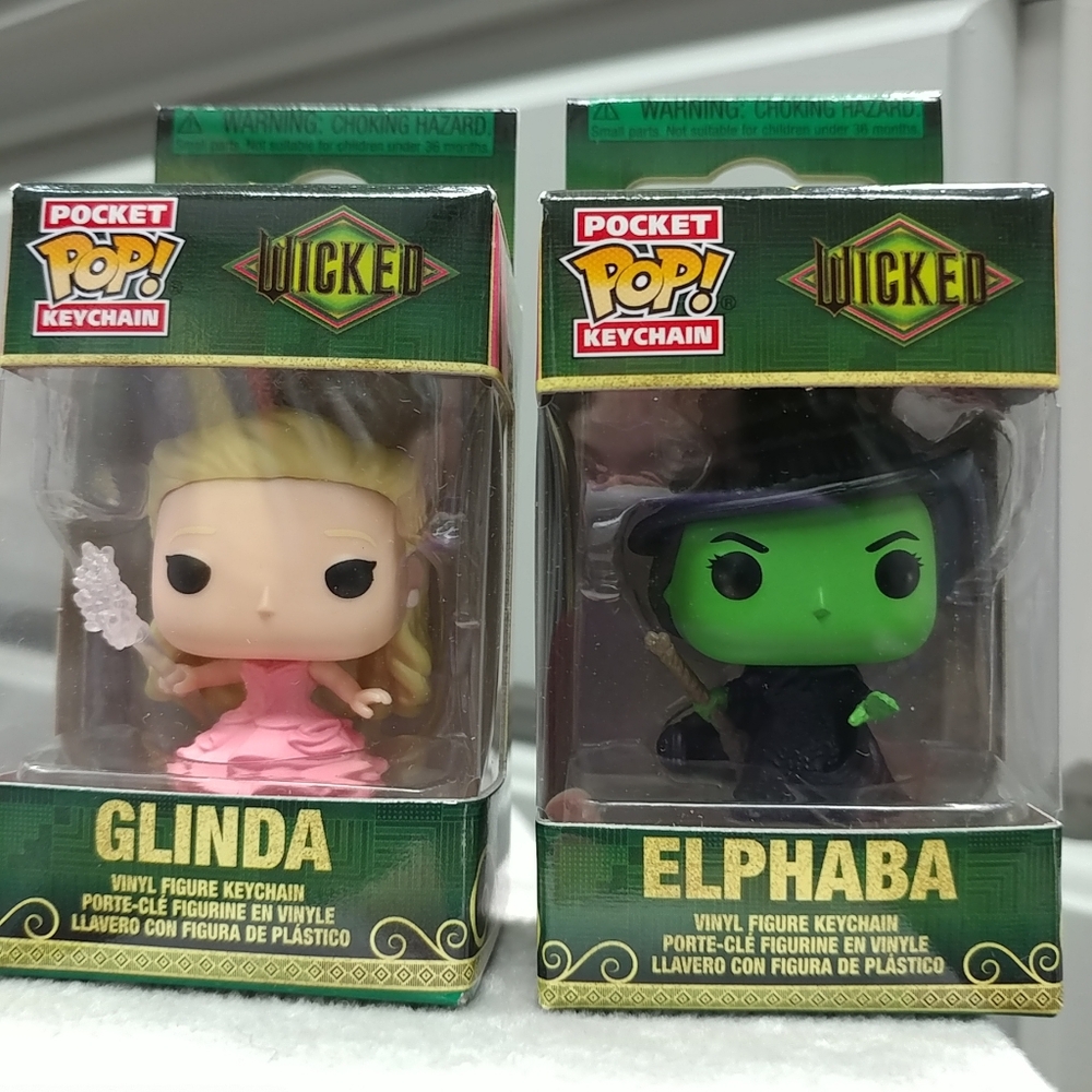 2 Set Wicked Keychain Glinda Keychain Elphaba Keychain Wicked Movie Pocket Pop! - Picture 6 of 13